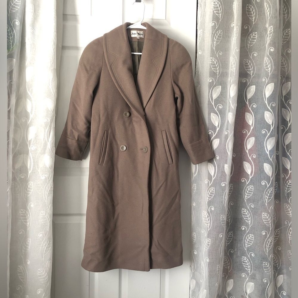 Vintage John Weitz Women Trench Over Coat 100% wool sz 10P minor flaw